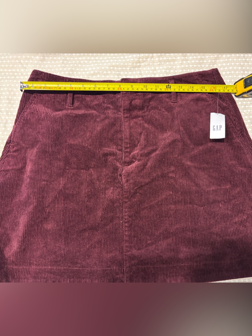NWT GAP Corduroy A-Line Mini Skirt in Burgundy Size 12/31 - Picture 6 of 7